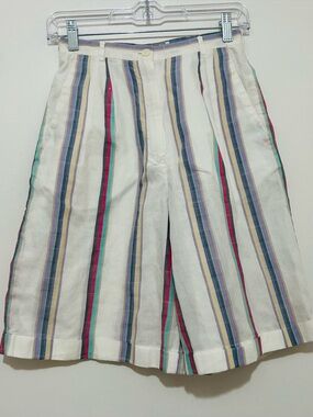 Alexander Julian Striped Bermudas High Waist Pleated Pastel Colorful Retro 8